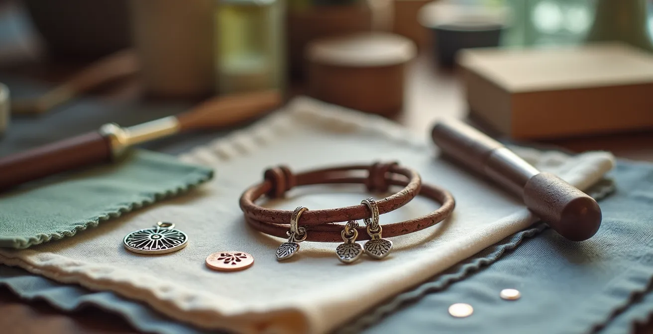 Composition photographique montrant des accessoires et outils pour l’entretien et la réparation de bracelets